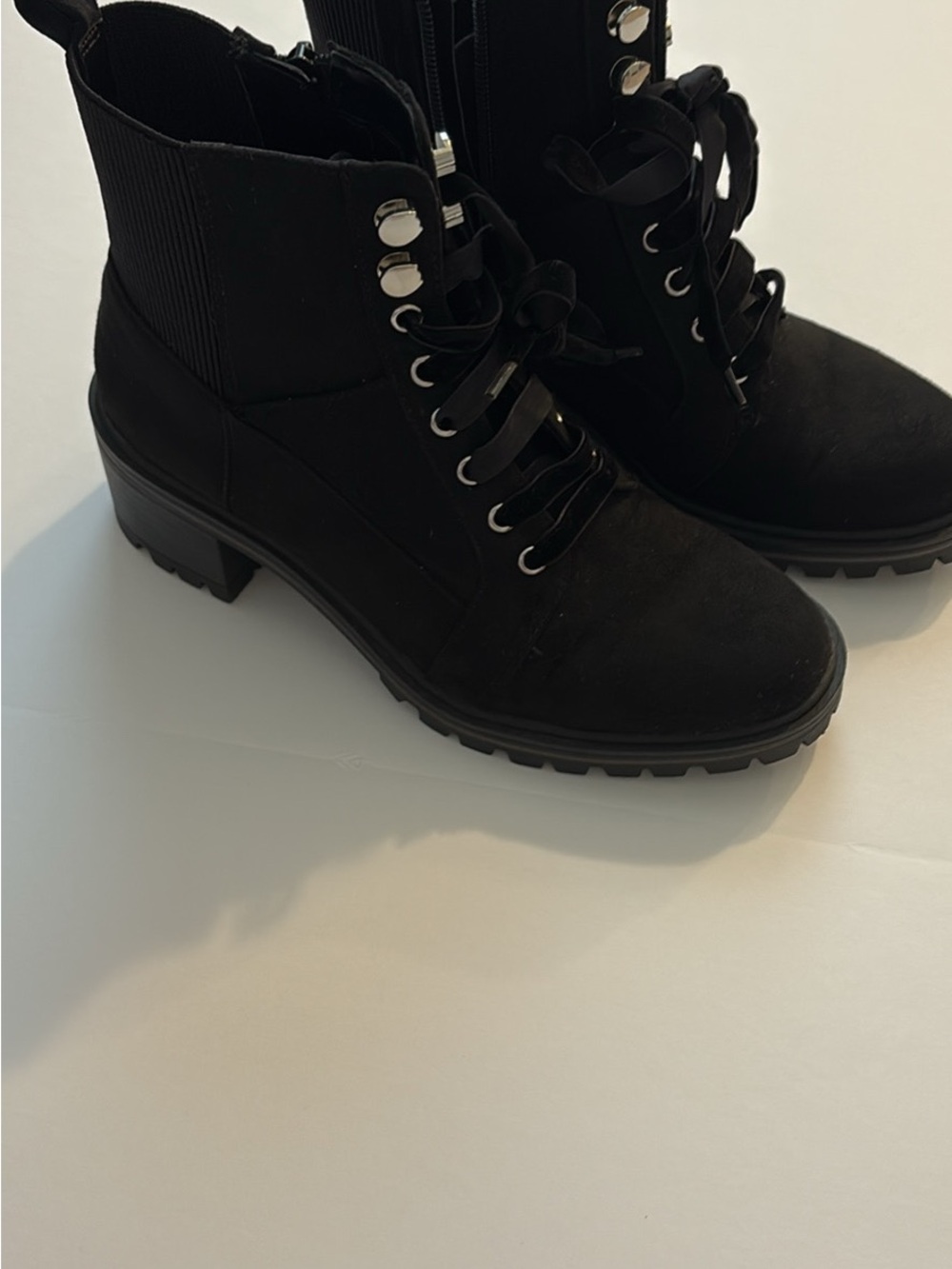 Crown Vintage Black Lace-Up Combat Ankle Boots